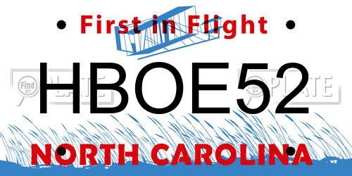 HBOE52 North Carolina License Plate