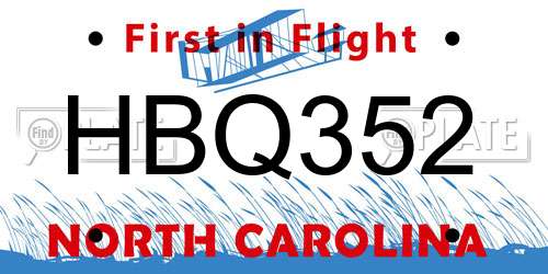 HBQ352 North Carolina License Plate