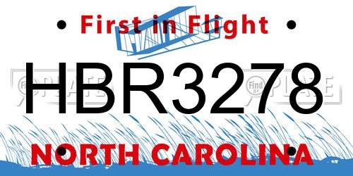 HBR3278 North Carolina License Plate
