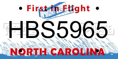 HBS5965 North Carolina License Plate