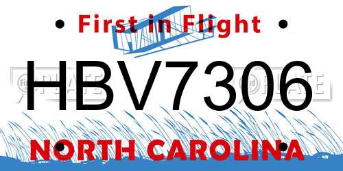 HBV7306 North Carolina License Plate