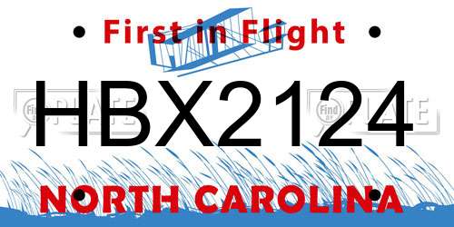 HBX2124 North Carolina License Plate