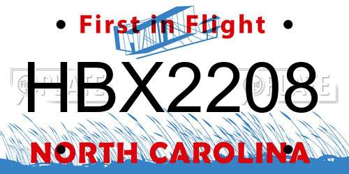 HBX2208 North Carolina License Plate