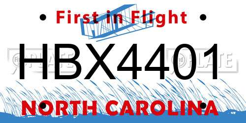 HBX4401 North Carolina License Plate