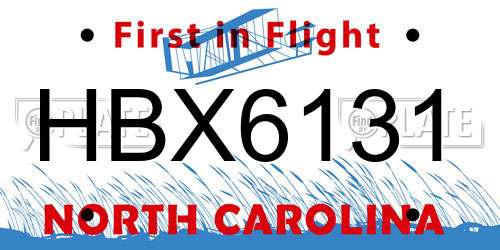 HBX6131 North Carolina License Plate