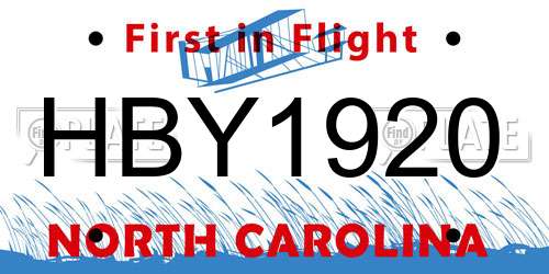HBY1920 North Carolina License Plate