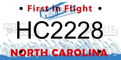 HC2228 North Carolina License Plate