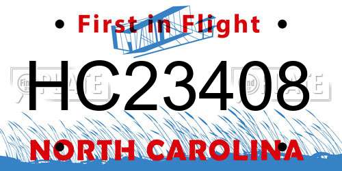 HC23408 North Carolina License Plate