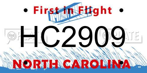 HC2909 North Carolina License Plate