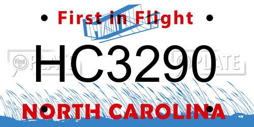 HC3290 North Carolina License Plate