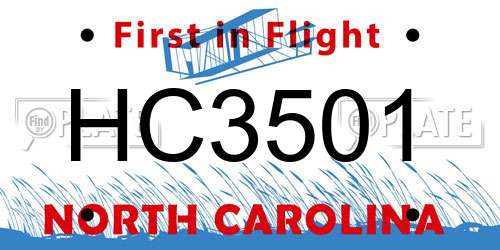 HC3501 North Carolina License Plate