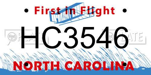 HC3546 North Carolina License Plate