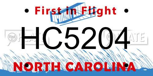 HC5204 North Carolina License Plate