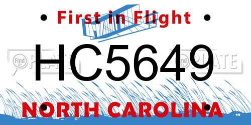 HC5649 North Carolina License Plate