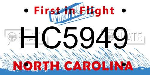 HC5949 North Carolina License Plate