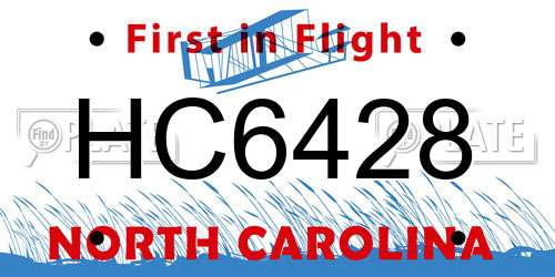 HC6428 North Carolina License Plate