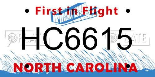 HC6615 North Carolina License Plate
