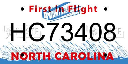 HC73408 North Carolina License Plate