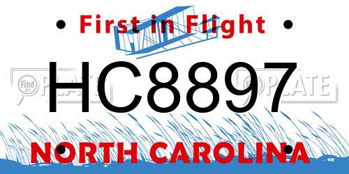 HC8897 North Carolina License Plate
