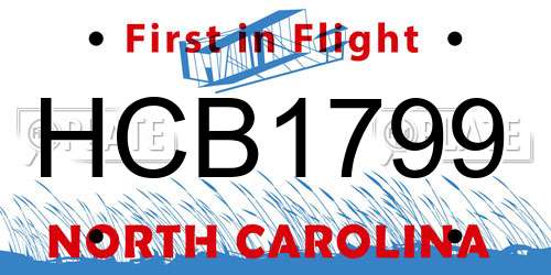 HCB1799 North Carolina License Plate