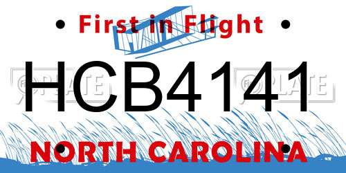 HCB4141 North Carolina License Plate