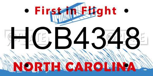 HCB4348 North Carolina License Plate