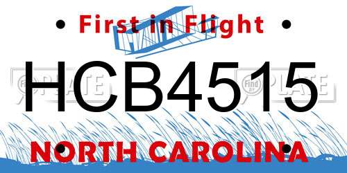 HCB4515 North Carolina License Plate