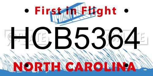 HCB5364 North Carolina License Plate