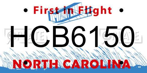 HCB6150 North Carolina License Plate
