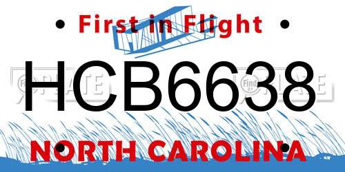 HCB6638 North Carolina License Plate