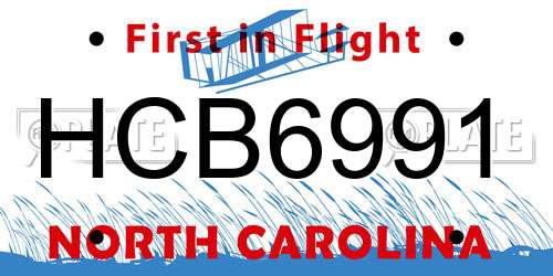 HCB6991 North Carolina License Plate