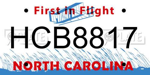 HCB8817 North Carolina License Plate