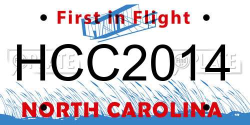 HCC2014 North Carolina License Plate