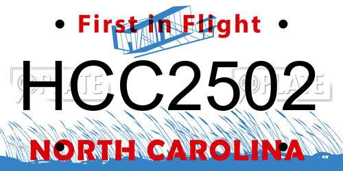 HCC2502 North Carolina License Plate