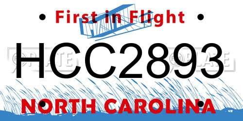 HCC2893 North Carolina License Plate