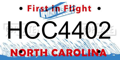 HCC4402 North Carolina License Plate