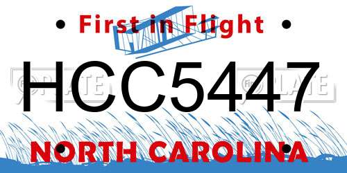 HCC5447 North Carolina License Plate