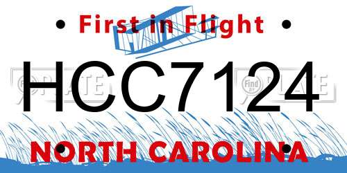 HCC7124 North Carolina License Plate