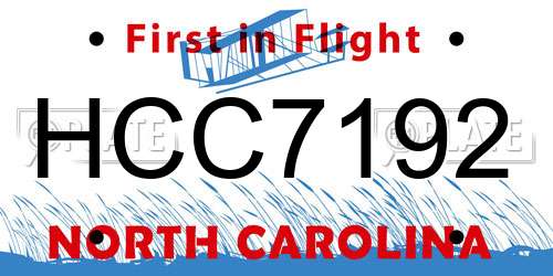 HCC7192 North Carolina License Plate
