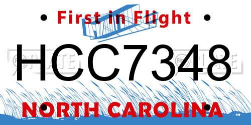 HCC7348 North Carolina License Plate