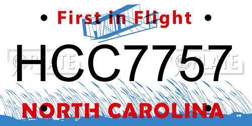 HCC7757 North Carolina License Plate