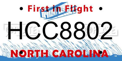 HCC8802 North Carolina License Plate