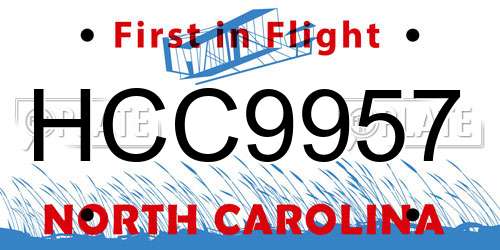 HCC9957 North Carolina License Plate