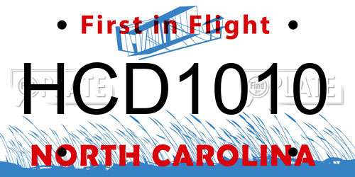 HCD1010 North Carolina License Plate
