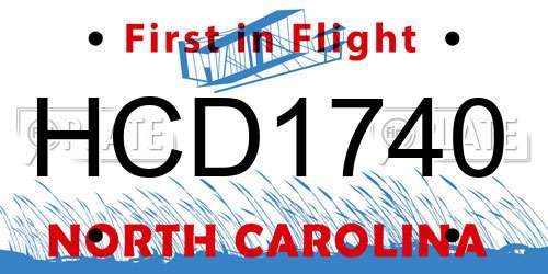 HCD1740 North Carolina License Plate