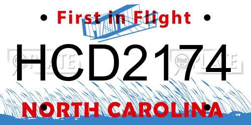 HCD2174 North Carolina License Plate