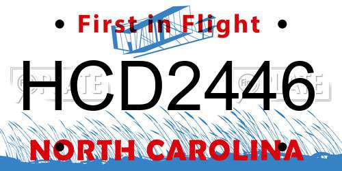 HCD2446 North Carolina License Plate