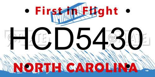 HCD5430 North Carolina License Plate