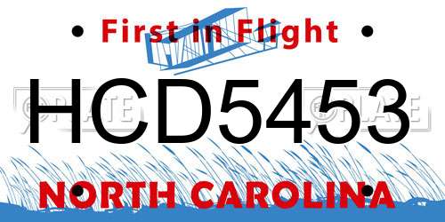 HCD5453 North Carolina License Plate