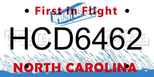 HCD6462 North Carolina License Plate